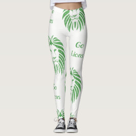 Grüner Löwe-Kopf gehen Löwen auf allen möglichen Leggings