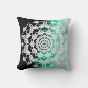 Grüner Mandala Abstract Wurf Kissen