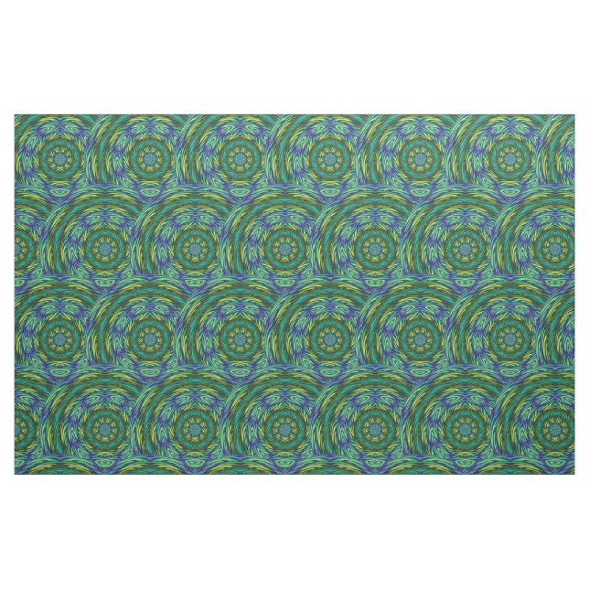 Grüner Mandala-abstraktes Gewebe Stoff (Fat Quarter (45,7 x 55,9 cm))