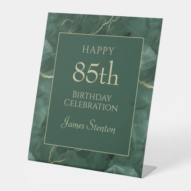 Grüner Marmor 85. Geburtstag Sockelschild (Vorderseite)