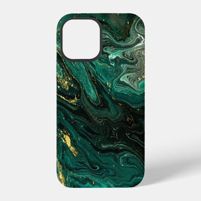 Grüner Marmor: Abstrakte Agate Ripple. iPhone 12 Hülle (Rückseite)
