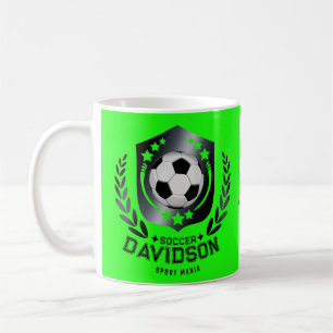 Grüner maßgeschneiderter Fußball   Personalisierte Kaffeetasse
