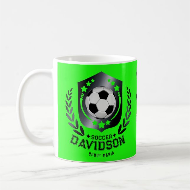 Grüner maßgeschneiderter Fußball | Personalisierte Kaffeetasse (Links)