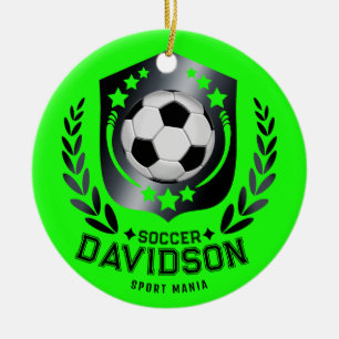 Grüner maßgeschneiderter Fußball Personalisierte Keramik Ornament