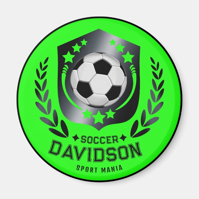 Grüner maßgeschneiderter Fußball | Personalisierte Magnet (Vorne)