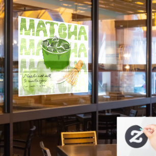 Grüner Matcha mit Milch und Vanille Werbeartikel Fensteraufkleber