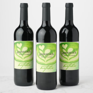 Grüner Matcha-Tasse Baby Shower Weinetikett