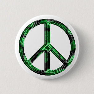 Grüner metallischer Friedensknopf Button