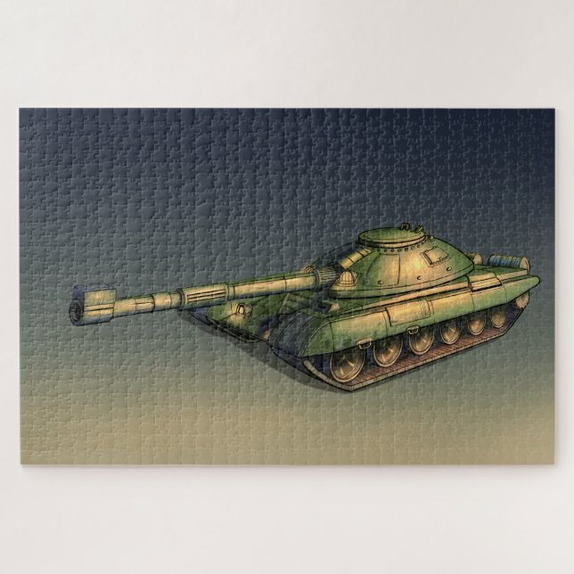 Grüner Militärtank auf dem Feld (Horizontal)