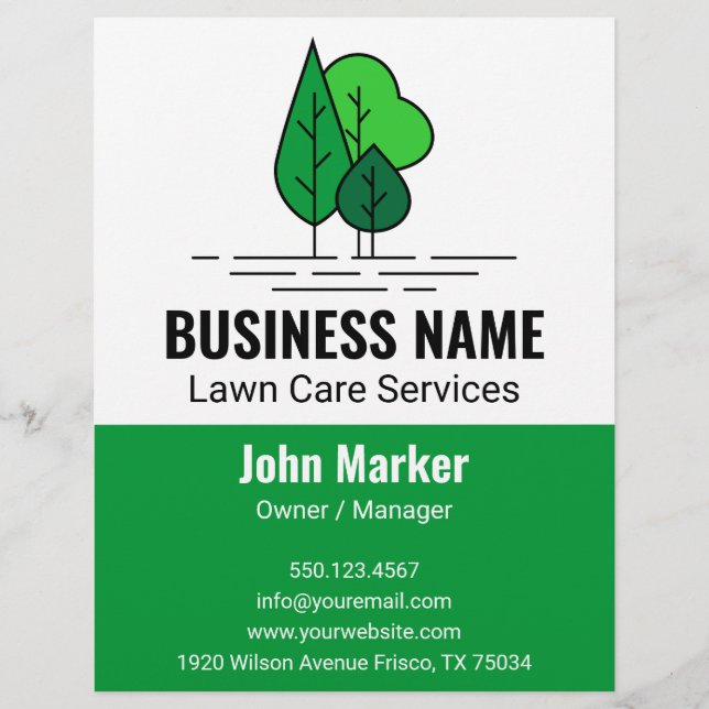 Grüner Minimalistischer Baum Landschaftsbild Rasen Flyer (Vorne)