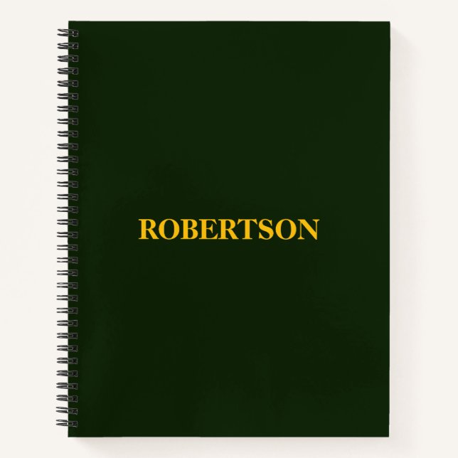 Grüner minimalistischer benutzerdefinierter Name  Notizbuch (Vorderseite)