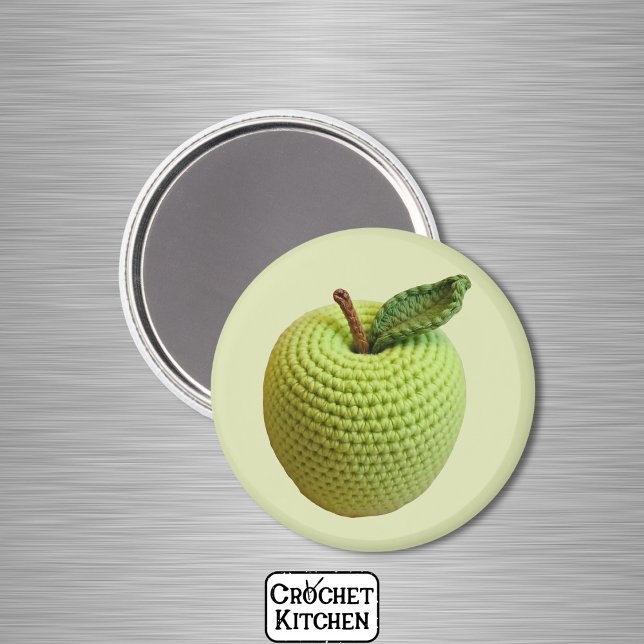 Grüner Minimalistischer Oma Fruit Crochet Apfel Magnet (Von Creator hochgeladen)