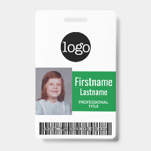 Grüner Mitarbeiter - Foto, Barcode, Logo, Namens-I Ausweis