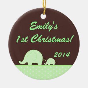 Grüner Mod-Elefant Dschungel Persönlicher Name Sch Keramik Ornament
