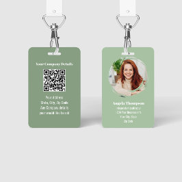 Grüner moderner Foto-QR-Code-Mitarbeiter Ausweis