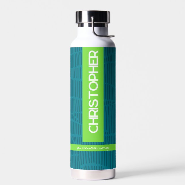 Grüner moderner Personalisierter Name Trinkflasche (Links)