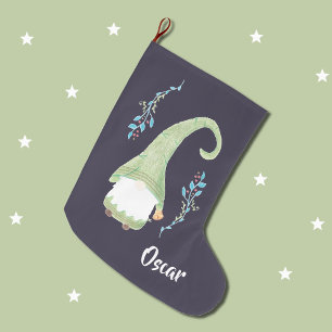 Grüner moderner schwedischer Gnome Großer Weihnachtsstrumpf
