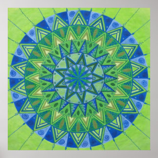 Grüner Mond Mandala Poster
