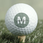 Grüner Monogramm Anfangsname Personalisiert Golfball<br><div class="desc">Individuell gestalten Sie Ihre eigenen Luxus-Chic Monogram Initial Name Personalisiert Golf Balls. Diese stilvollen, luxuriösen personalisierten Golfbälle zeichnen sich durch ein einzigartiges Monogramm-Design aus, das durch einen fett-weißen Einstieg auf einem weichen, grünen Hintergrund geprägt ist und mit einem fließenden schwarzen Skriptnamen für eine schlanke, moderne Touch gepaart ist. Diese mit...</div>