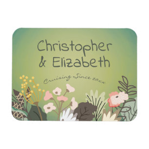 Grüner Monogramm-Kreuzschiff-Tür-mit Blumensucher Magnet