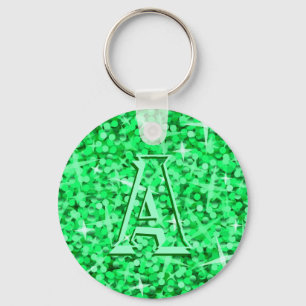 Grüner "Monogramm" Schlüsselanhänger des Glitz