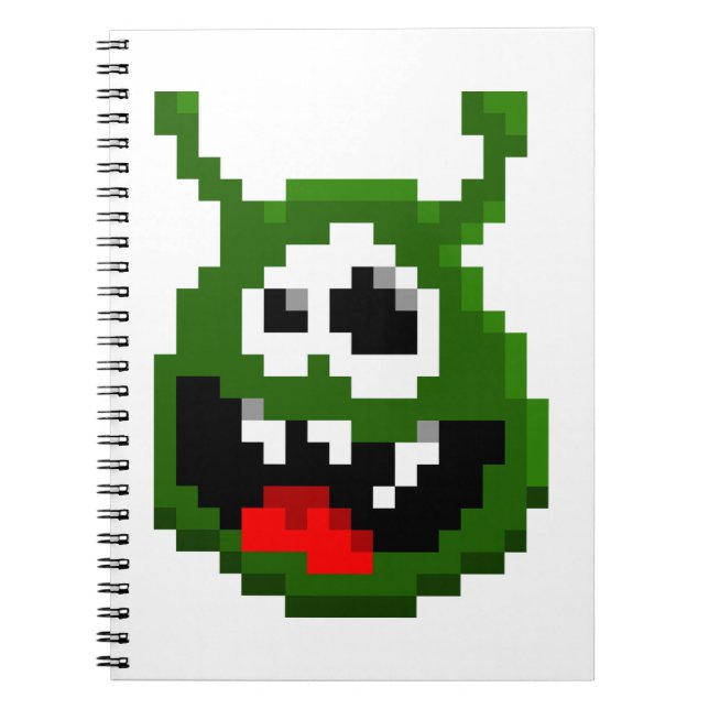 Grüner Monster - Pixel Art Notizblock (Vorderseite)