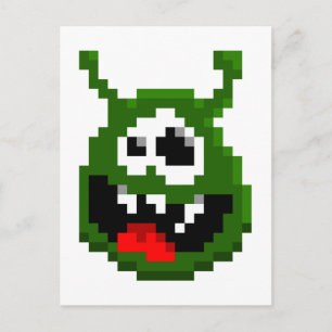 Grüner Monster - Pixel Art Postkarte