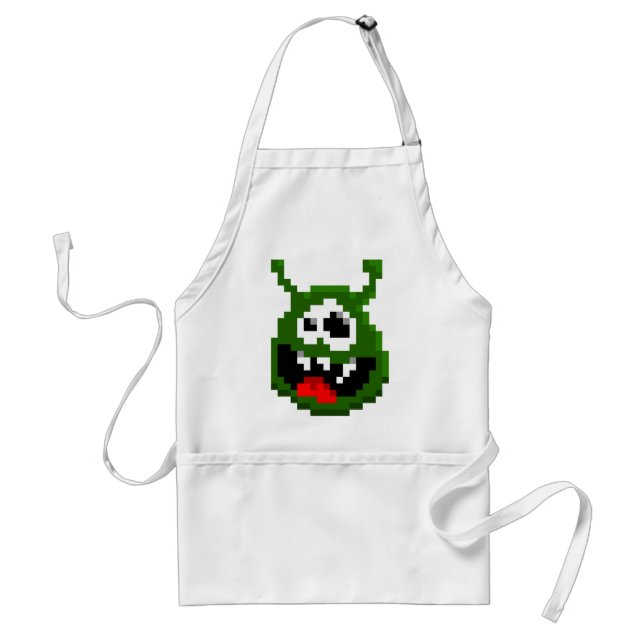 Grüner Monster - Pixel Art Schürze (Vorne)
