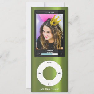 Grüner MP3-Musikplayer II Geburtstag Einladung