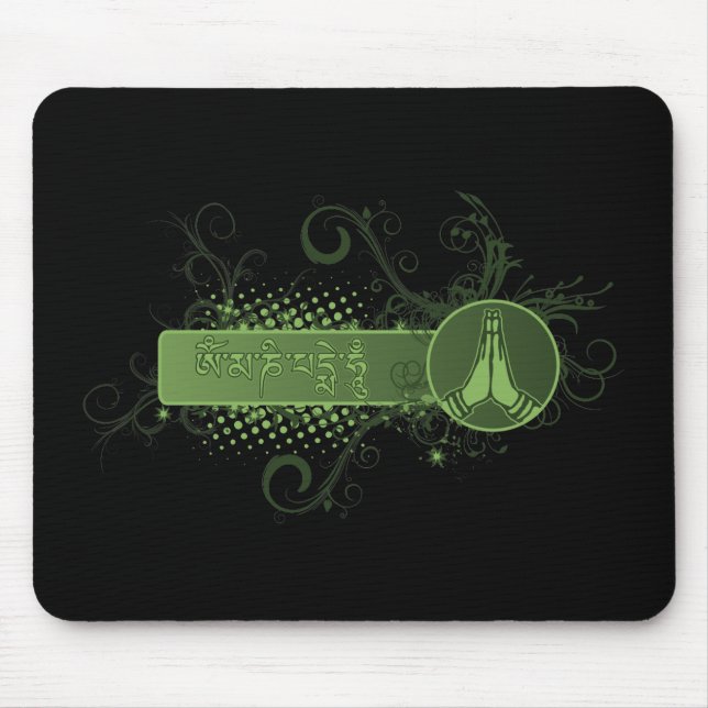 Grüner Namaste Tibetaner Mousepad (Vorne)