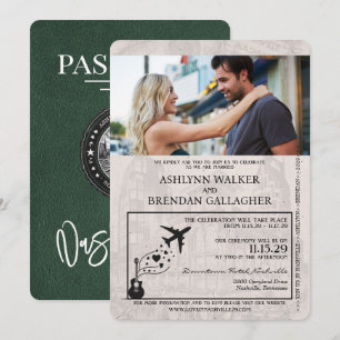 Grüner Nashville-Pass für Hochzeiten Einladung