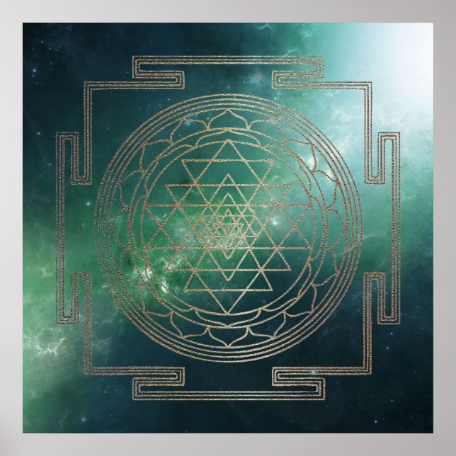 Grüner Nebel Sri Yantra - Poster (Vorne)