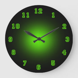 Grüner Neon 10,75" Große Wanduhr