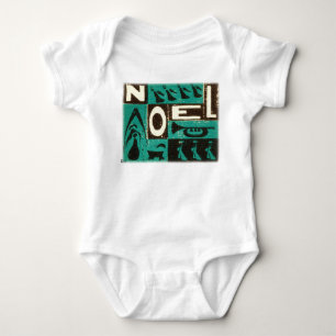Grüner Noel Vintage Blockdruck Baby Strampler