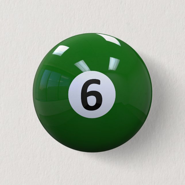 Grüner Nr. 6- Billard-Pool-Ball Button (Vorderseite)