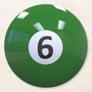 Grüner Nr. 6- Billard-Pool-Ball Runder Pappuntersetzer