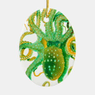 grüner Oktopus Keramikornament