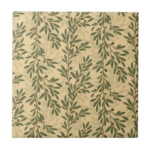 Grüner Olivenbaum Zweig Mittelmeer Muster Fliese