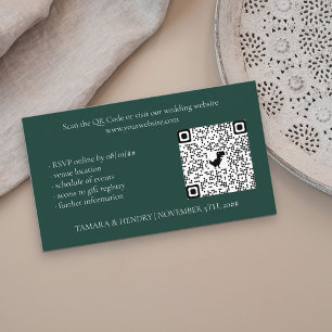 Grüner Online-RSVP-QR-Code für Hochzeitseinlagekar Begleitkarte