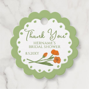 Grüner Oranger Blumengarten Whimsical Handbemalt Geschenkanhänger