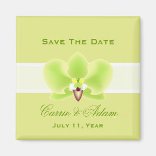 Grüner Orchideen-Save the Date Magnet
