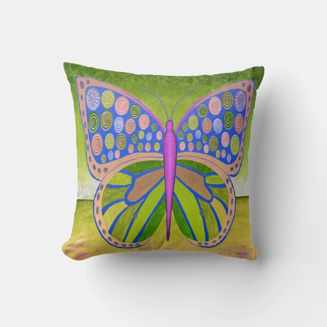 Grüner Ozean-Schmetterling-Kissen Kissen (Vorderseite)