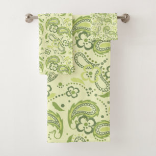 Grüner Paisley Badhandtuch Set