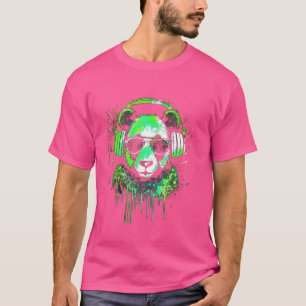 grüner Panda-Bär DJ mit Kopfhörern und Sonnenbrill T-Shirt