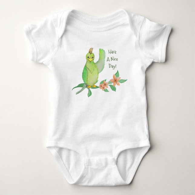 Grüner Papagei, ein schöner Baby Jersey Bodysuit Baby Strampler (Vorderseite)