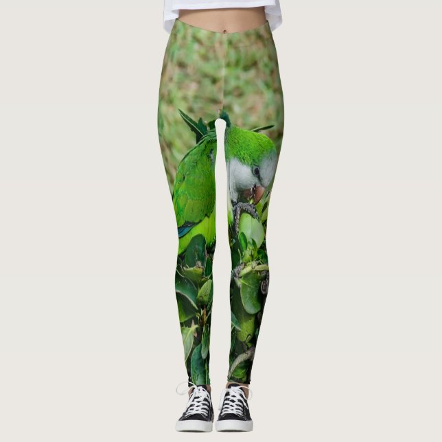 Grüner Papagei Leggings (Vorderseite)