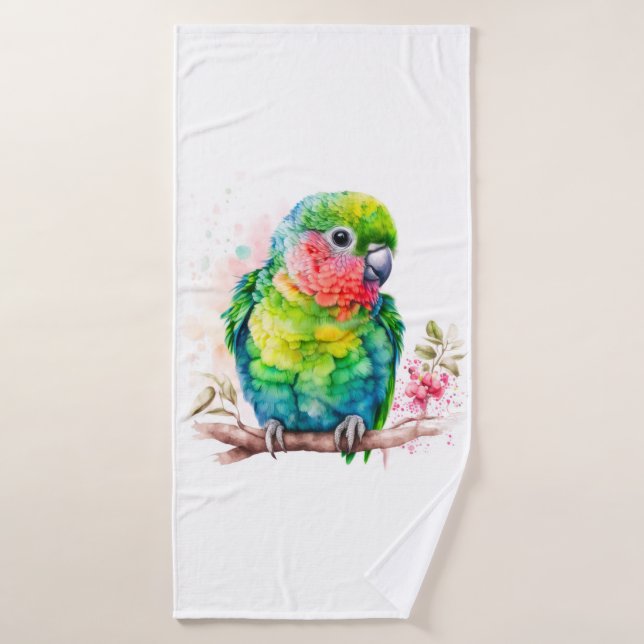 Grüner Papagei - Niedlicher Baby Bird Badhandtuch Set (Badehandtuch)