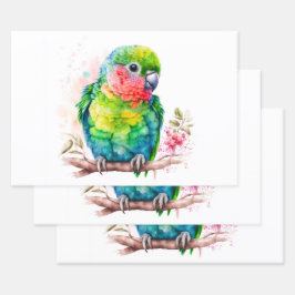 Grüner Papagei - Niedlicher Baby Bird Geschenkpapier Set