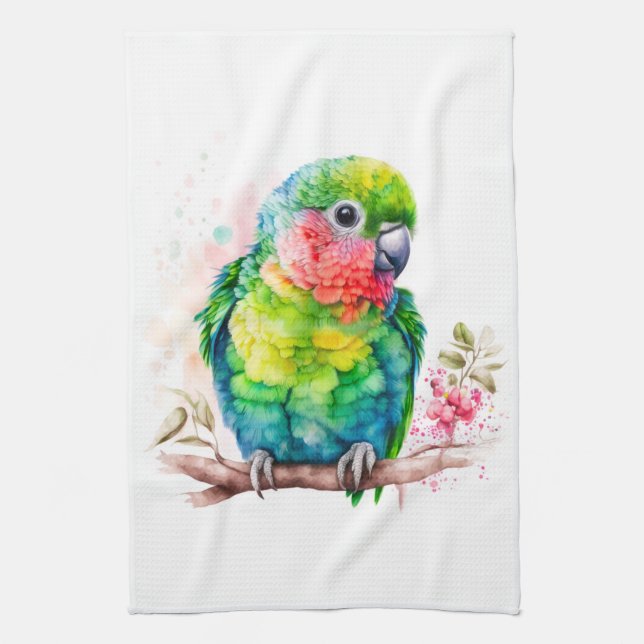 Grüner Papagei - Niedlicher Baby Bird Geschirrtuch (Vertikal)
