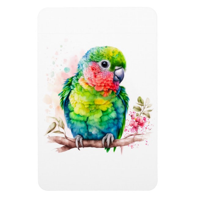Grüner Papagei - Niedlicher Baby Bird Magnet (Vertikal)